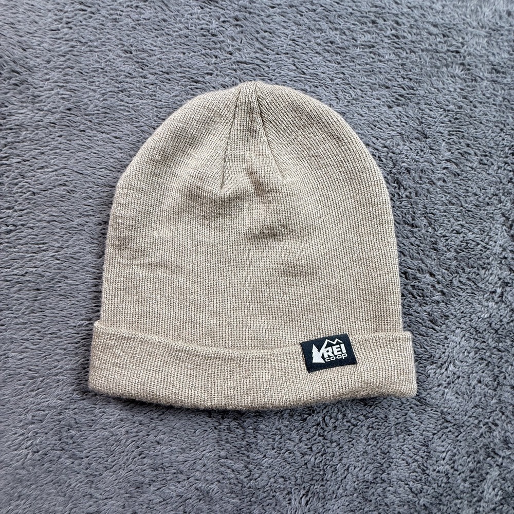 REI Co-op Beanie Hat One Size Oatmeal Wool Blend Knit Outdoor Hiking Unisex